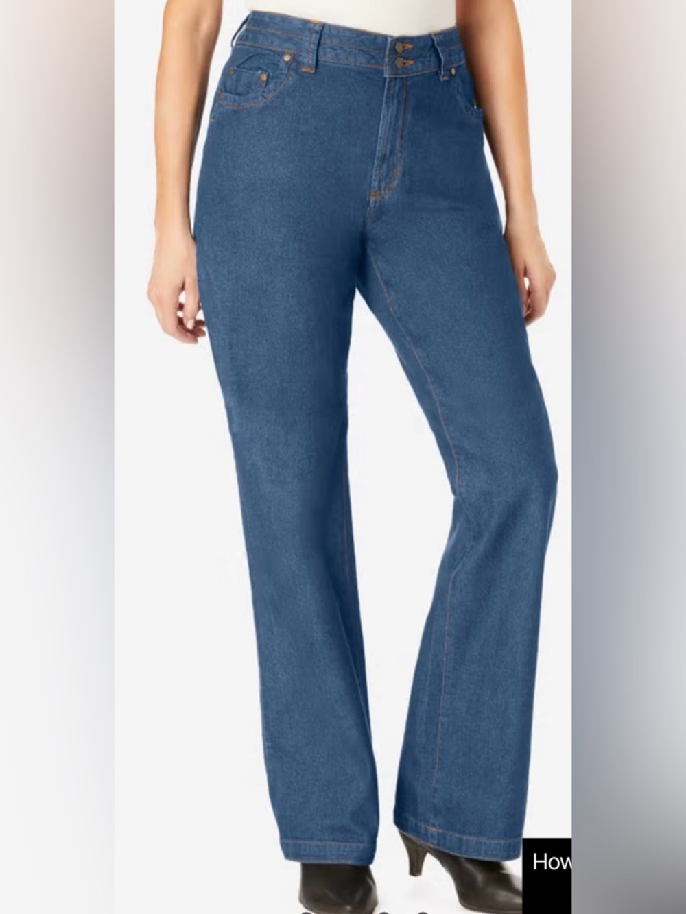 Woman Within Perfect Wide-leg All-Cotton Denim 5-Pocket Jeans Medium Stonewash